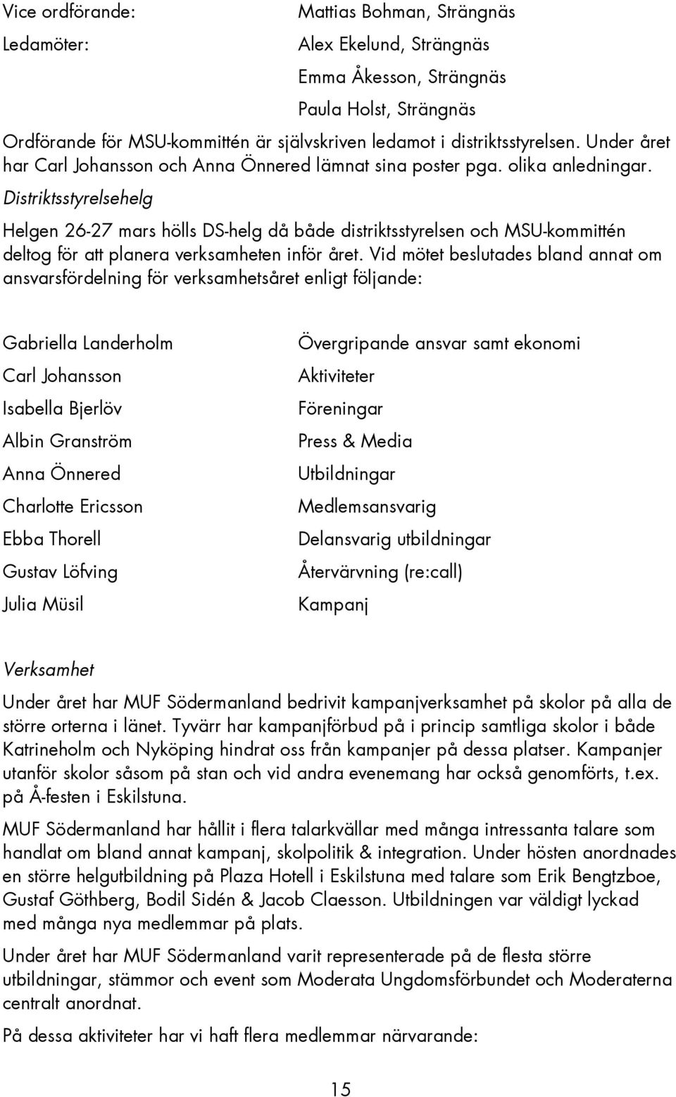 Distriktsstyrelsehelg Helgen 26-27 mars hölls DS-helg då både distriktsstyrelsen och MSU-kommittén deltog för att planera verksamheten inför året.