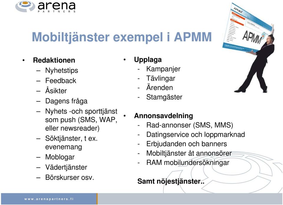 Upplaga - Kampanjer - Tävlingar - Ärenden - Stamgäster Annonsavdelning - Rad-annonser (SMS, MMS) -