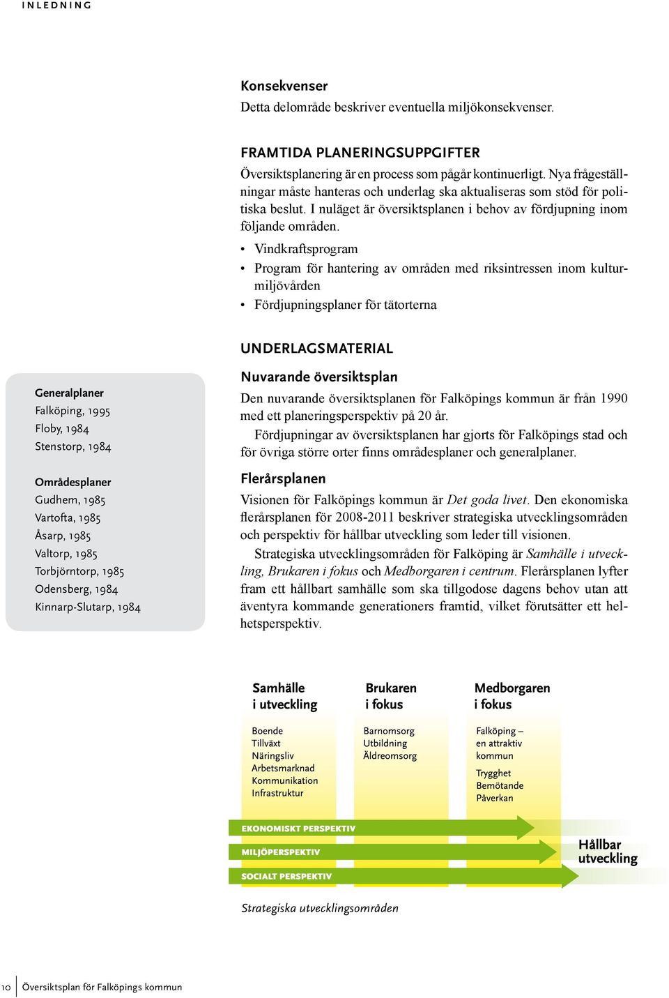 Vindkraftsprogram Program för hantering av områden med riksintressen inom kulturmiljövården Fördjupningsplaner för tätorterna UNDERLAGSMATERIAL Generalplaner Falköping, 1995 Floby, 1984 Stenstorp,