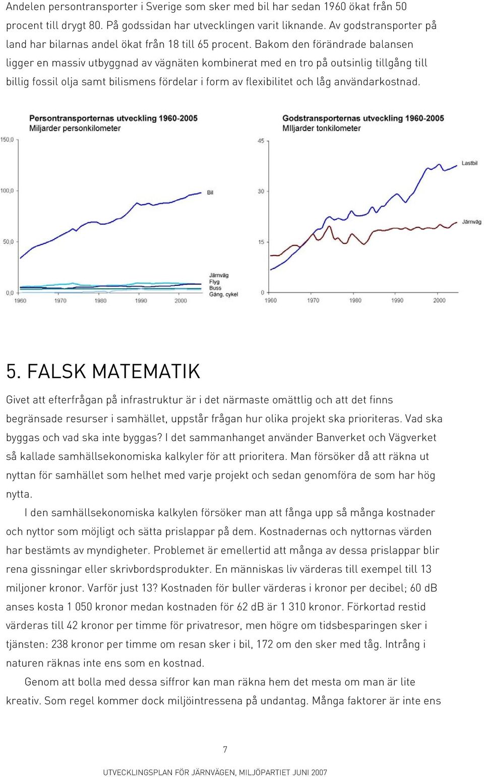 Bakom den förändrade balansen ligger en massiv utbyggnad av vägnäten kombinerat med en tro på outsinlig tillgång till billig fossil olja samt bilismens fördelar i form av flexibilitet och låg