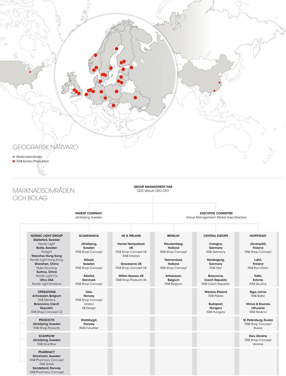 BENELUX CENTRAL EUROPE NORTHEAST Jönköping, Sweden ITAB Shop Concept Hemel Hempstead, UK ITAB Shop Concept UK ITAB Interiors Woudenberg, Holland ITAB Shop Concept Cologne, Germany ITAB Germany