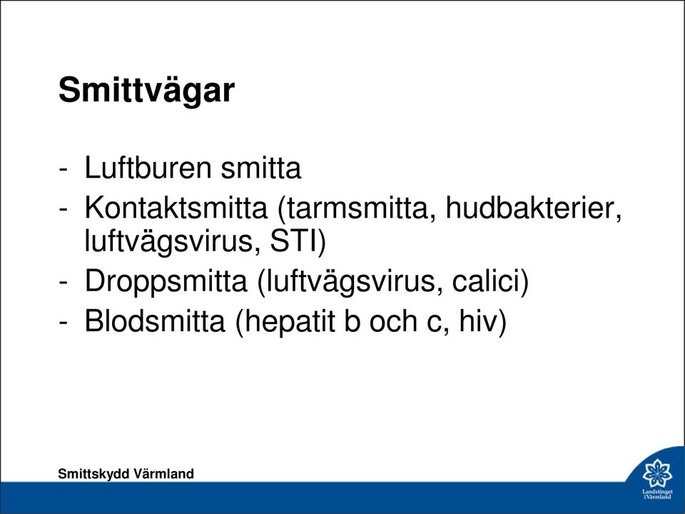 luftvägsvirus, STI) - Droppsmitta