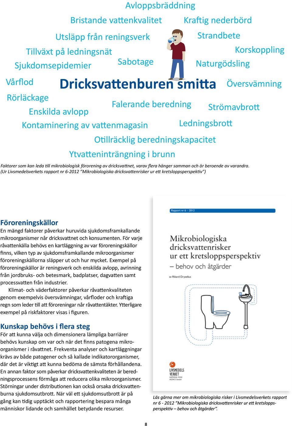 kan leda till mikrobiologisk förorening av dricksvattnet, varav flera hänger samman och är beroende av varandra.