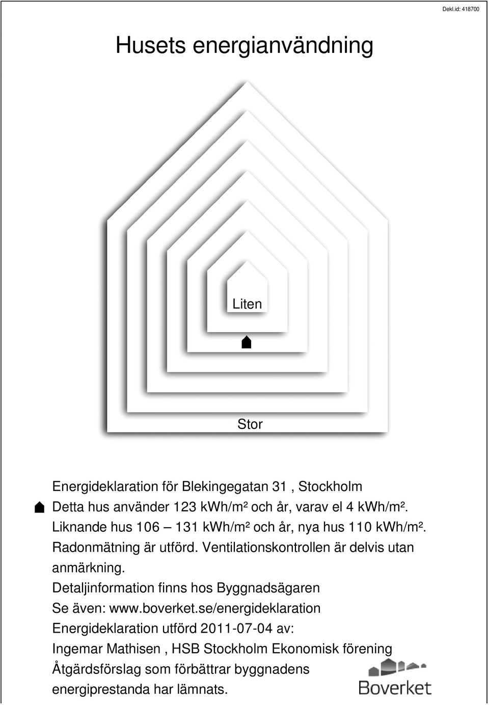 Ventilationskontrollen är delvis utan anmärkning. Detaljinformation finns hos Byggnadsägaren Se även: www.boverket.