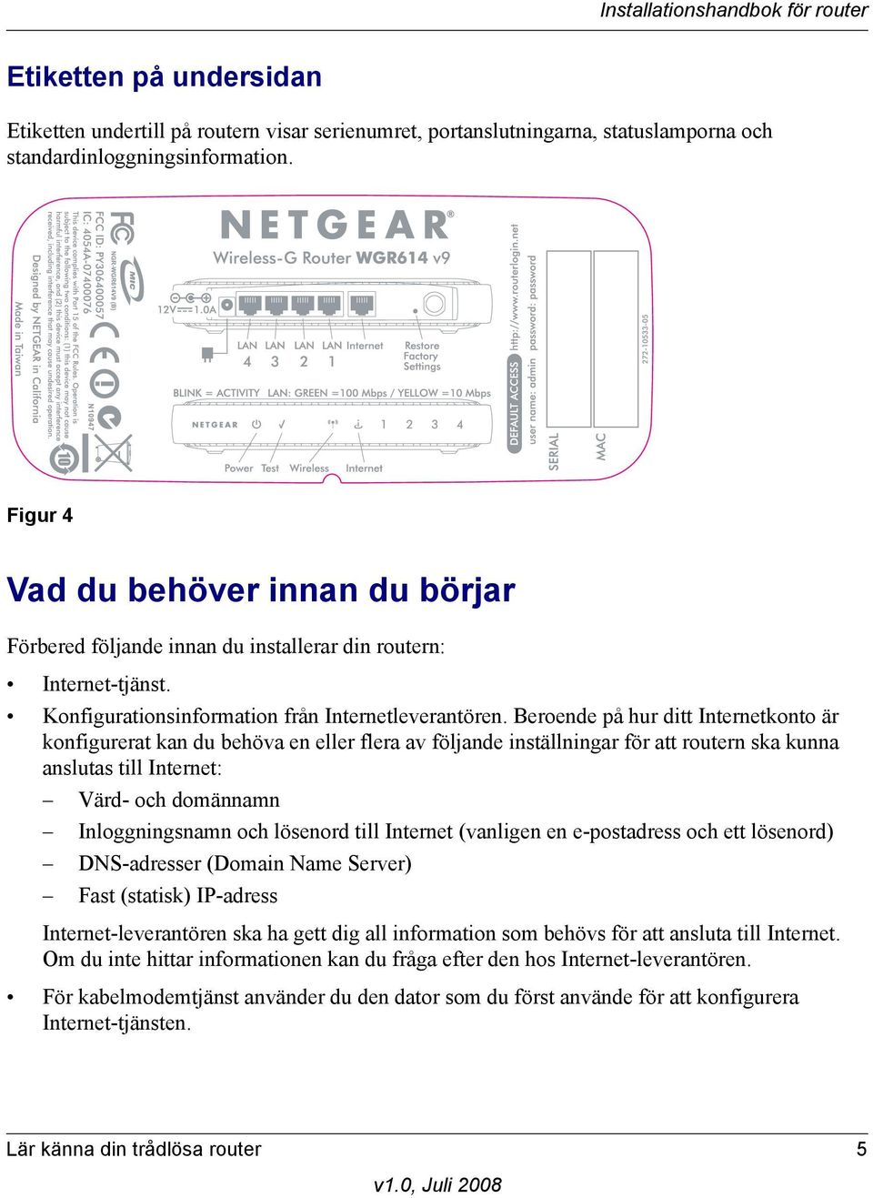 Beroende på hur ditt Internetkonto är konfigurerat kan du behöva en eller flera av följande inställningar för att routern ska kunna anslutas till Internet: Värd- och domännamn Inloggningsnamn och