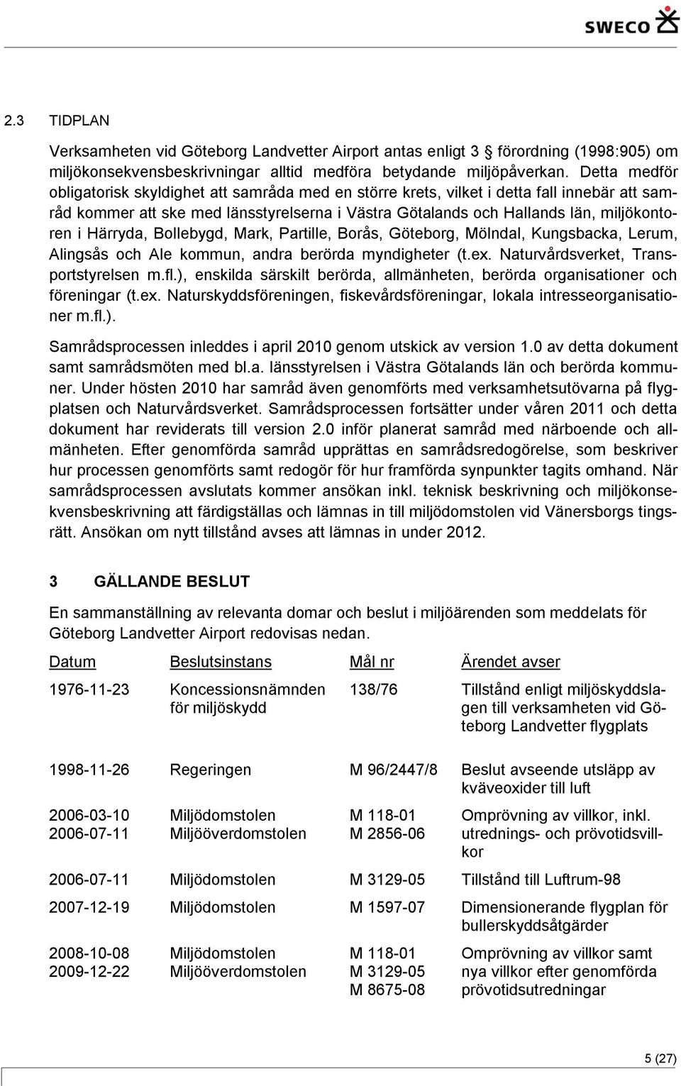 Härryda, Bollebygd, Mark, Partille, Borås, Göteborg, Mölndal, Kungsbacka, Lerum, Alingsås och Ale kommun, andra berörda myndigheter (t.ex. Naturvårdsverket, Transportstyrelsen m.fl.