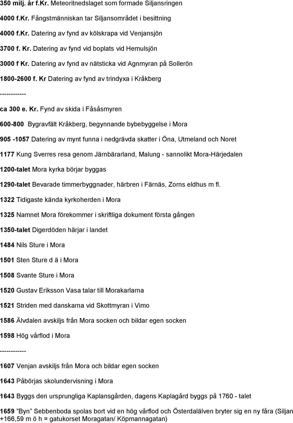 Datering av fynd av nätsticka vid Agnmyran på Sollerön 1800-2600 f. Kr 
