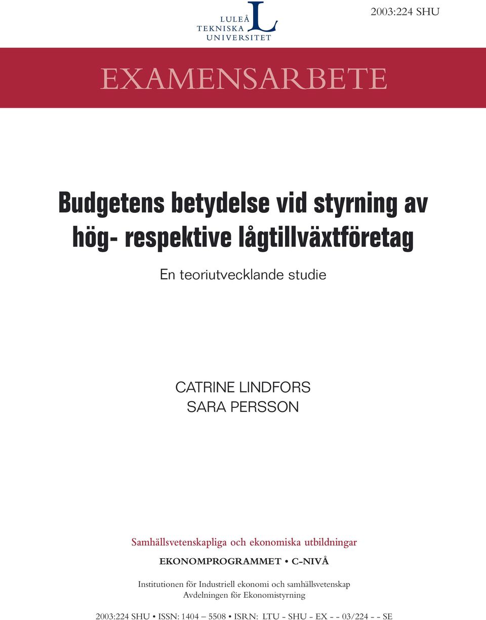 Samhällsvetenskapliga och ekonomiska utbildningar EKONOMPROGRAMMET C-NIVÅ Institutionen för