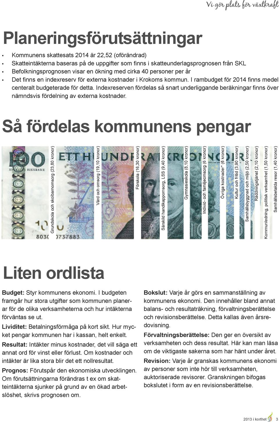 Indexreserven fördelas så snart underliggande beräkningar finns över nämndsvis fördelning av externa kostnader. Så fördelas kommunens pengar Liten ordlista Budget: Styr kommunens ekonomi.