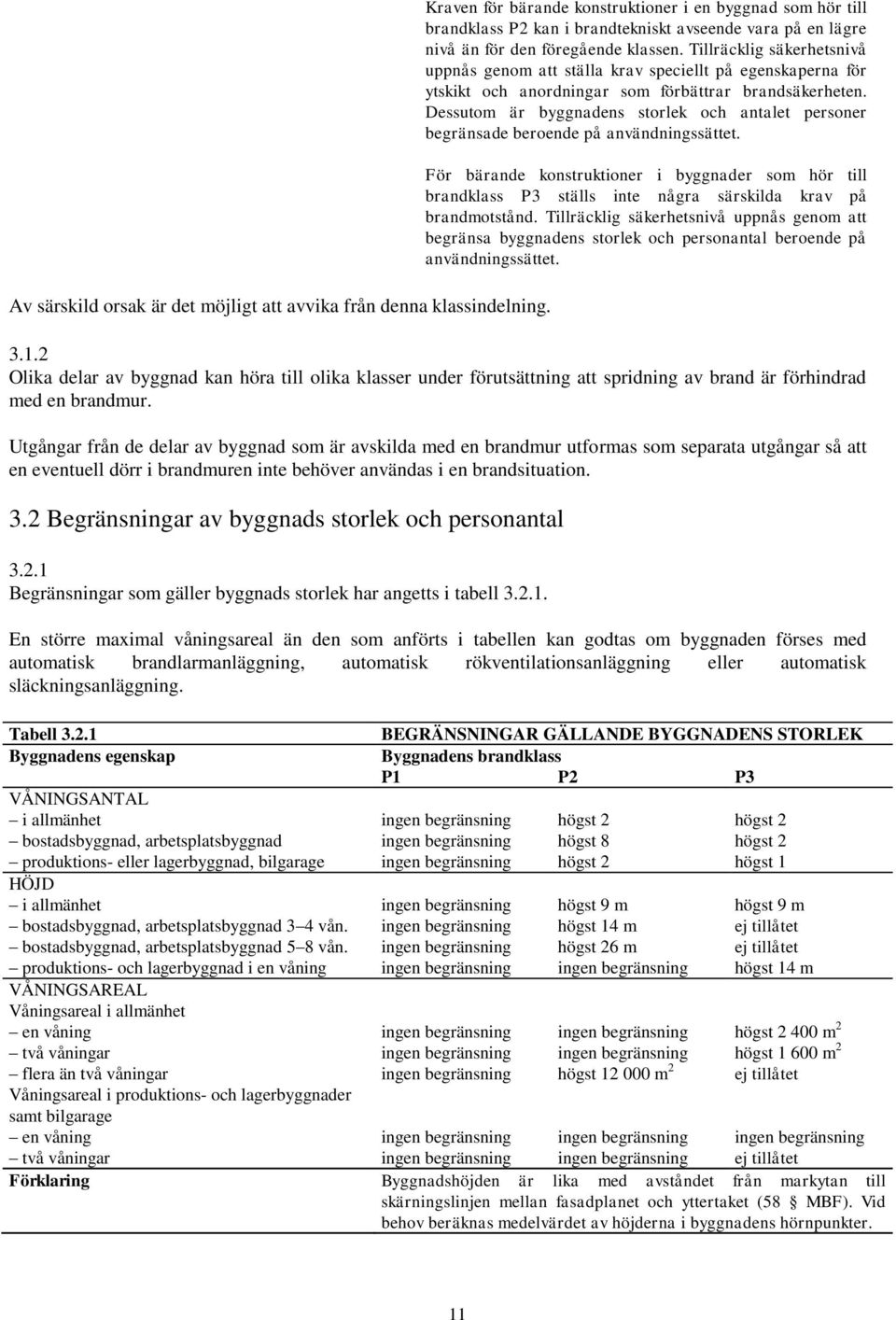 Tillräcklig säkerhetsnivå uppnås genom att ställa krav speciellt på egenskaperna för ytskikt och anordningar som förbättrar brandsäkerheten.