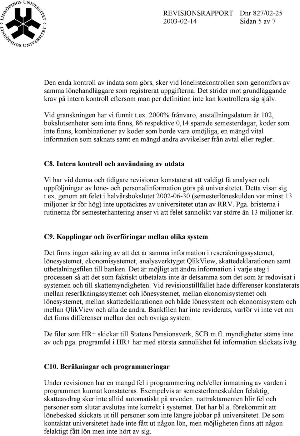 2000% frånvaro, anställningsdatum år 102, bokslutsenheter som inte finns, 86 respektive 0,14 sparade semesterdagar, koder som inte finns, kombinationer av koder som borde vara omöjliga, en mängd