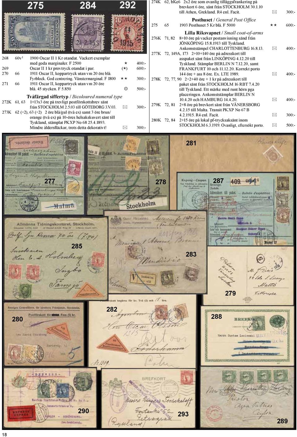 850 500:- Tvåfärgad siffertyp / Bicoloured numeral type 272K 61, 63 1+13x3 öre på trevligt postförskottsbrev sänt från STOCKHOLM 2.5.03 