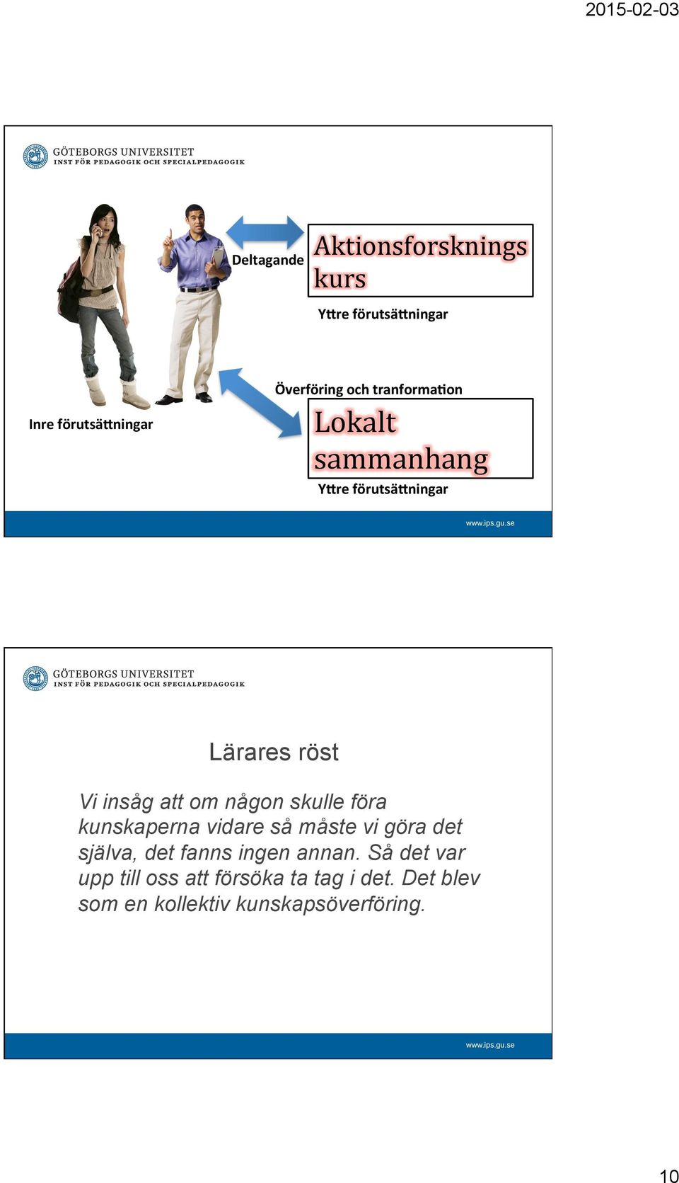 skulle föra kunskaperna vidare så måste vi göra det själva, det fanns ingen annan.