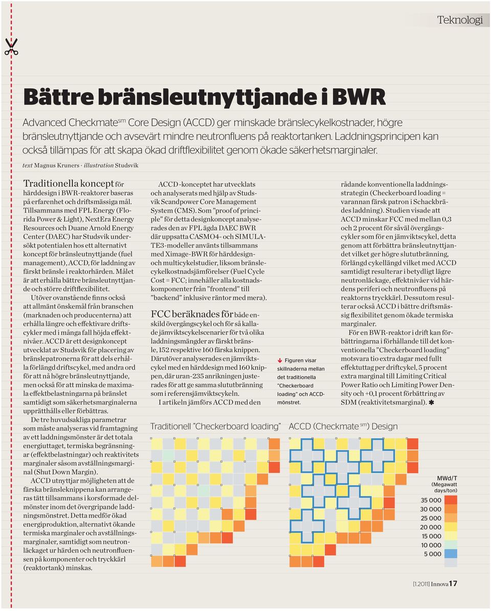 text Magnus Kruners illustration Studsvik Traditionella koncept för härddesign i BWR-reaktorer baseras på erfarenhet och driftsmässiga mål.