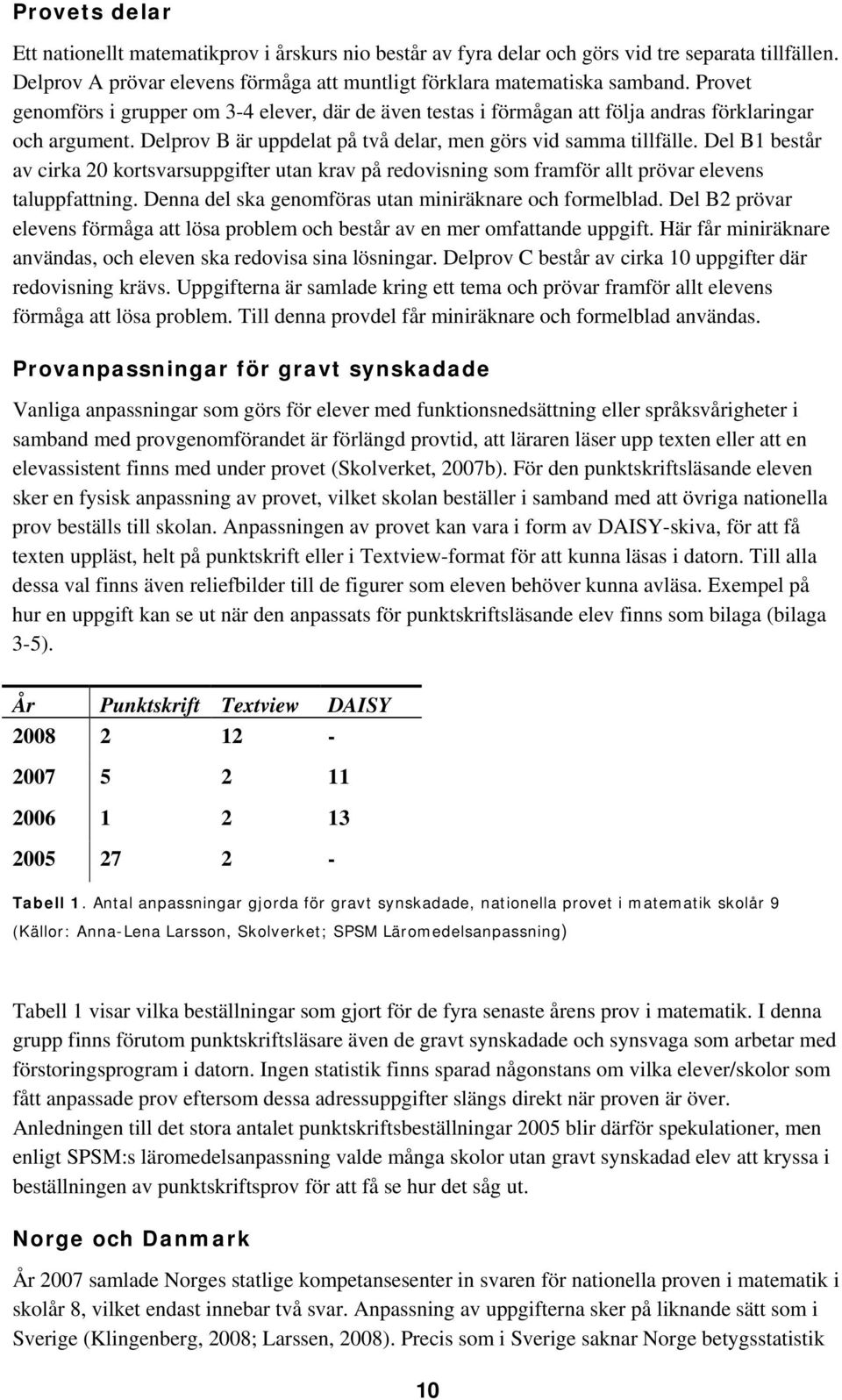 Del B1 består av cirka 20 kortsvarsuppgifter utan krav på redovisning som framför allt prövar elevens taluppfattning. Denna del ska genomföras utan miniräknare och formelblad.