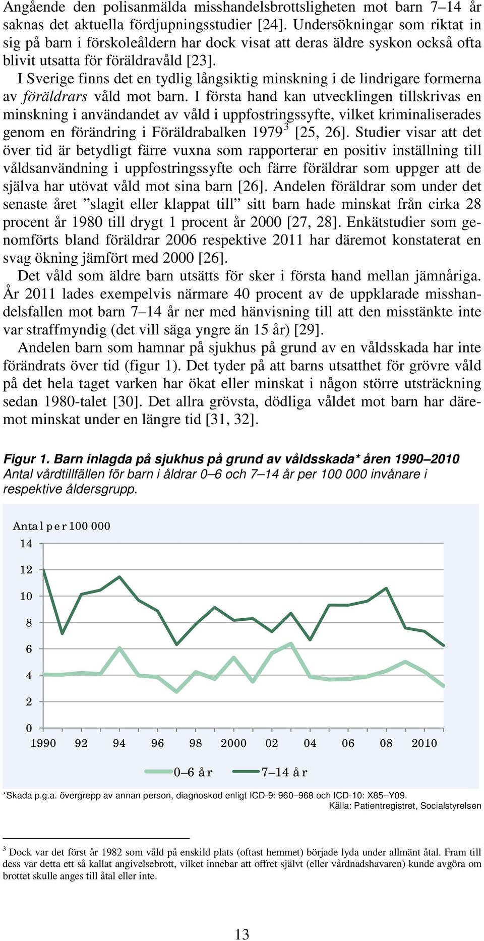 I Sverige finns det en tydlig långsiktig minskning i de lindrigare formerna av föräldrars våld mot barn.