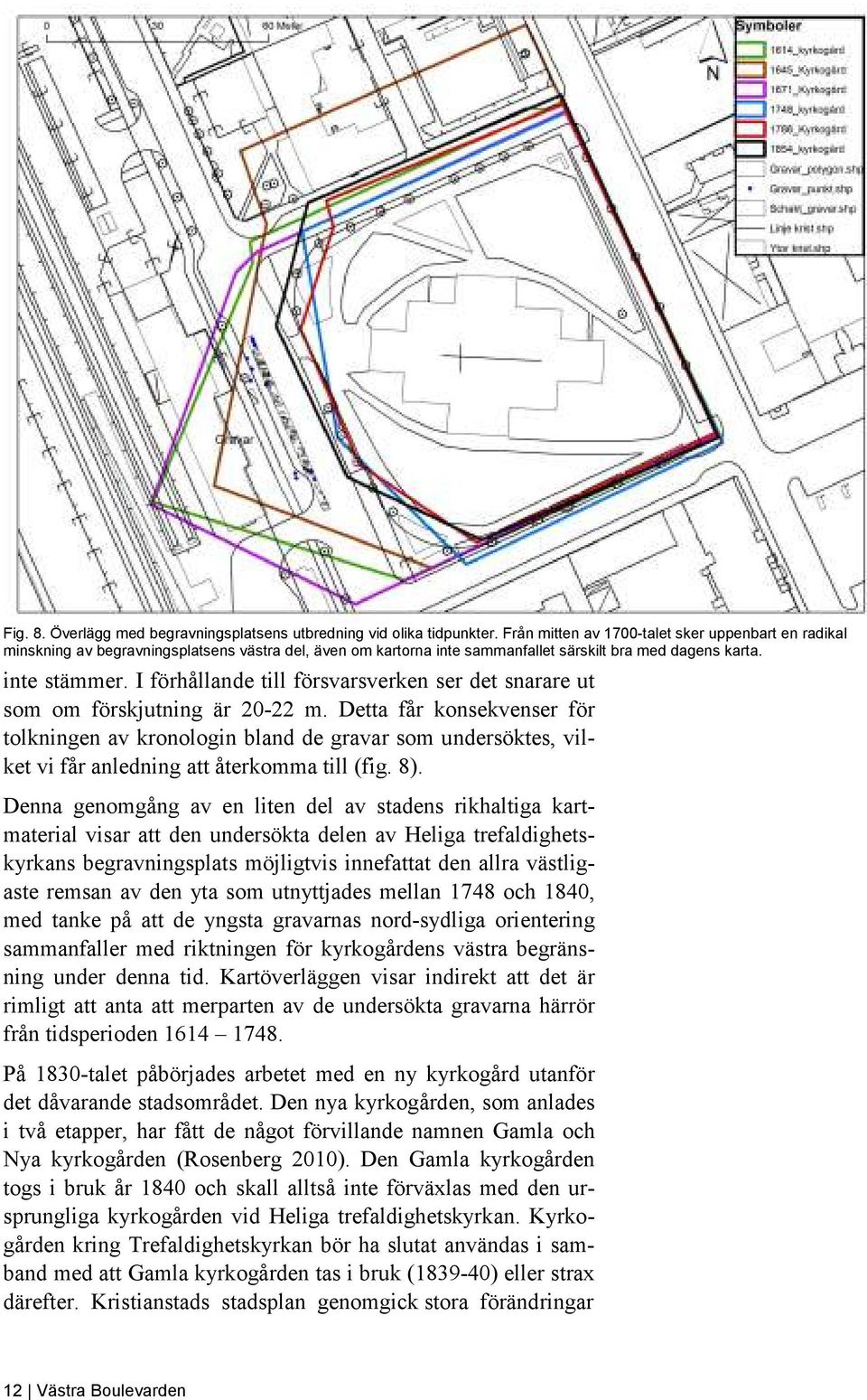 I förhållande till försvarsverken ser det snarare ut som om förskjutning är 20-22 m.