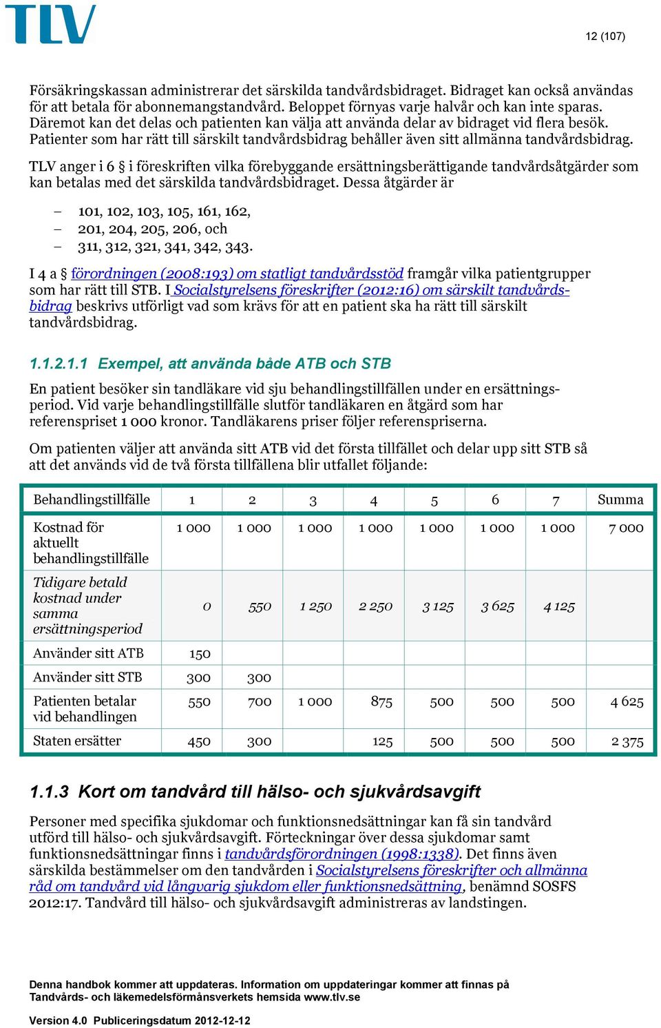 TLV anger i 6 i föreskriften vilka förebyggande ersättningsberättigande tandvårdsåtgärder som kan betalas med det särskilda tandvårdsbidraget.