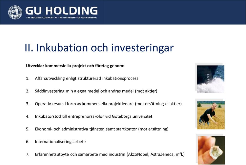 Operativ resurs i form av kommersiella projektledare (mot ersättning el aktier) 4.