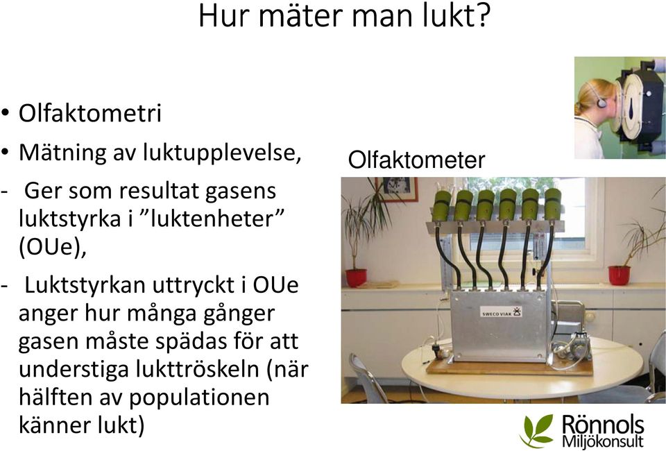 luktstyrka i luktenheter (OUe), - Luktstyrkan uttryckt i OUe anger