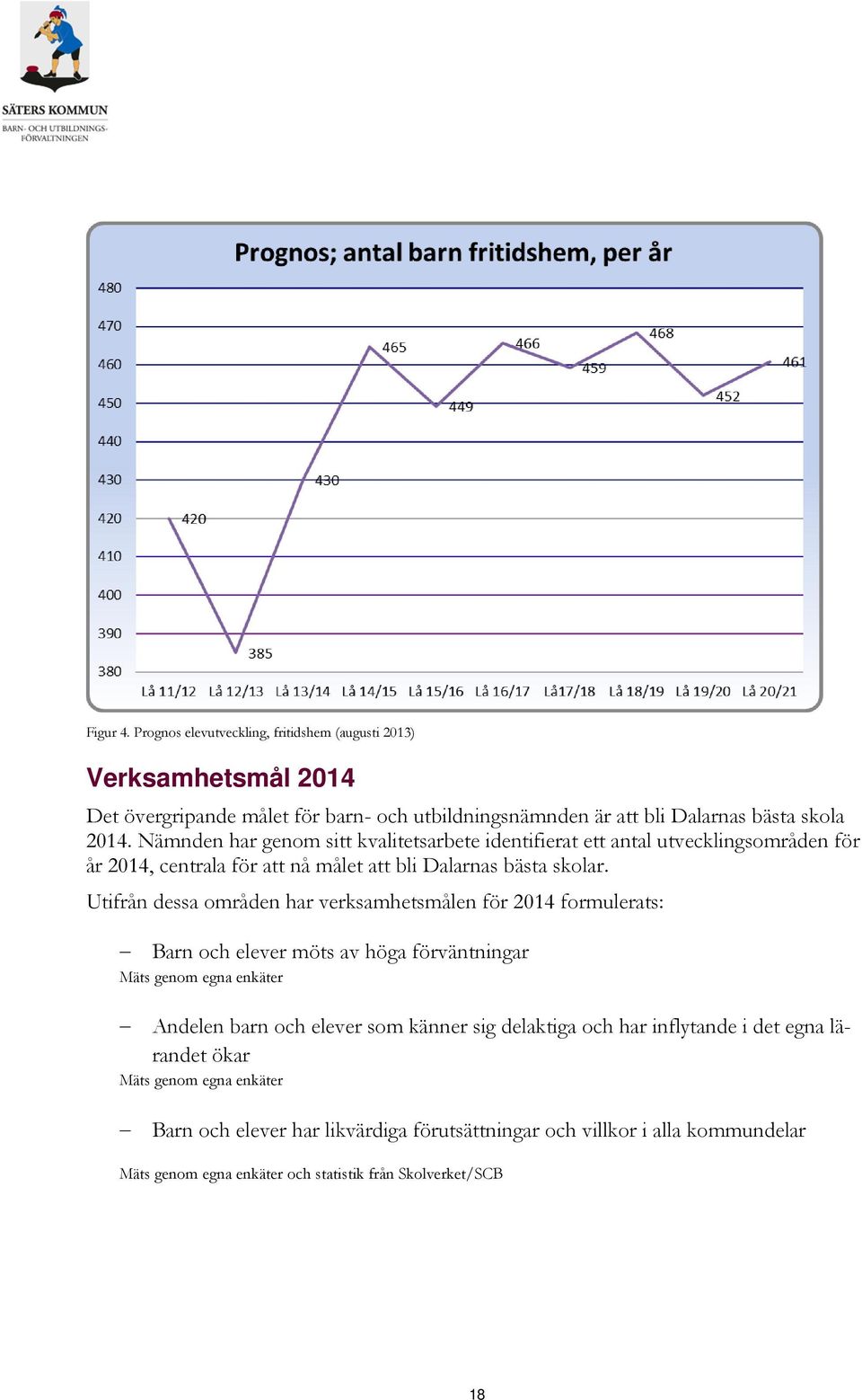 Utifrån dessa områden har verksamhetsmålen för 2014 formulerats: Barn och elever möts av höga förväntningar Mäts genom egna enkäter Andelen barn och elever som känner sig