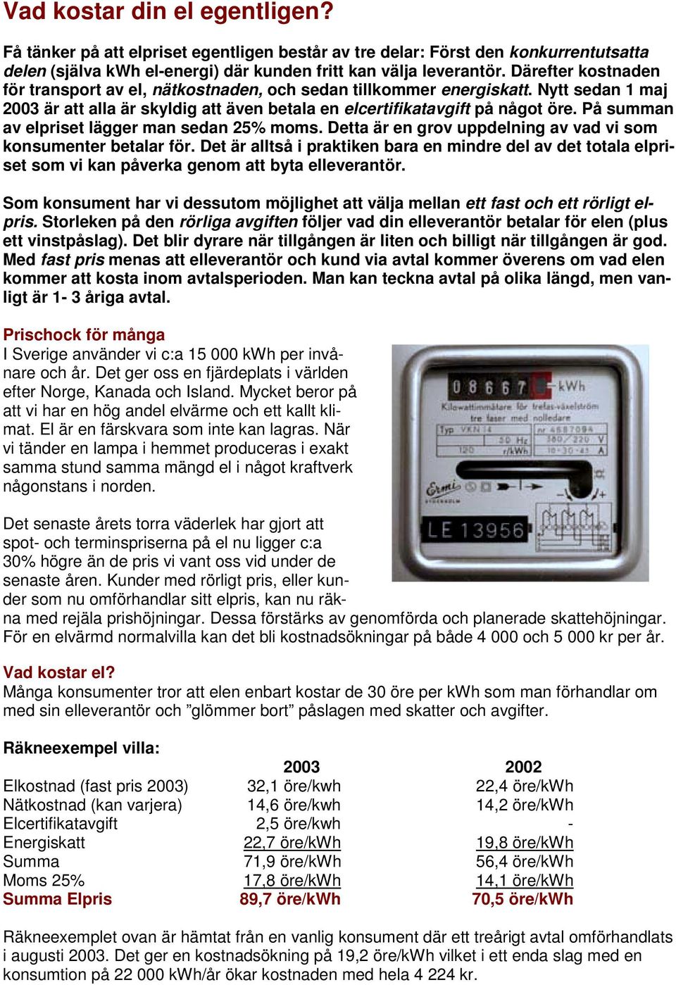 På summan av elpriset lägger man sedan 25% moms. Detta är en grov uppdelning av vad vi som konsumenter betalar för.