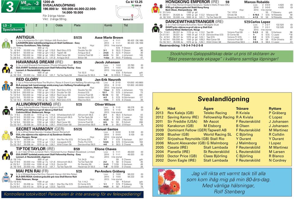 07, - F Waweru gdk Kl 9/ -.8 åv 00 gr gd., Manacor 8 Orkide 8 - -0, 7 7, M Robaldo 9 För -åriga hästar. Jä / 0-.000 ma 000 dt bl.