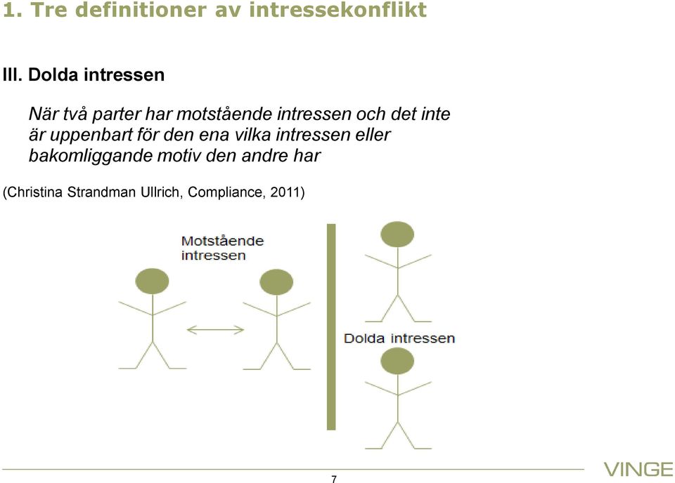 det inte är uppenbart för den ena vilka intressen eller