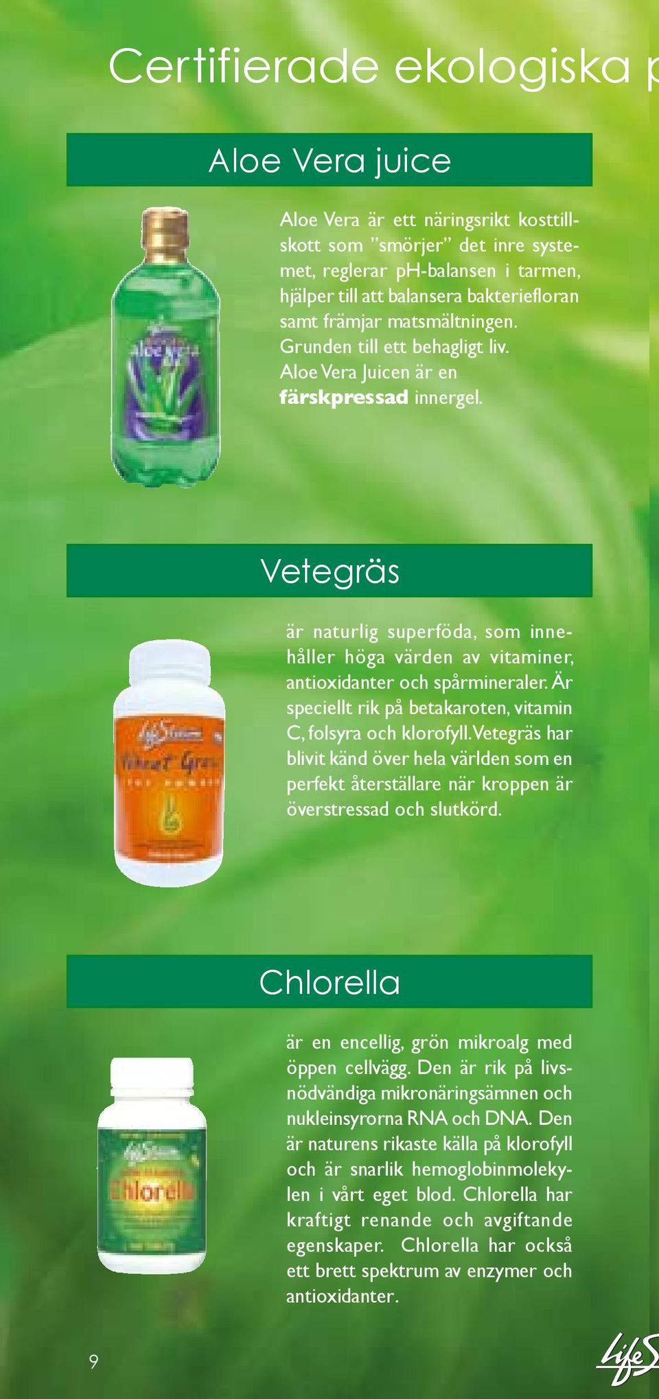 Vetegräs är naturlig superföda, som innehåller höga värden av vitaminer, antioxidanter och spårmineraler. Är speciellt rik på betakaroten, vitamin C, folsyra och klorofyll.