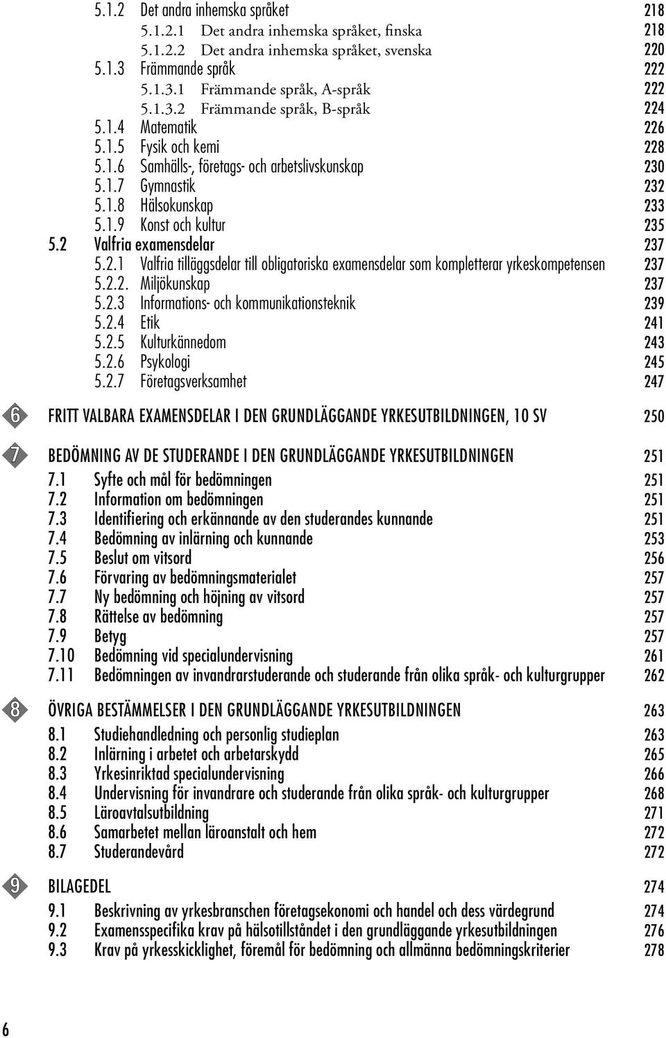 2.2. Miljökunskap 237 5.2.3 Informations- och kommunikationsteknik 239 5.2.4 Etik 241 5.2.5 Kulturkännedom 243 5.2.6 Psykologi 245 5.2.7 Företagsverksamhet 247 6 FRITT VALBARA EXAMENSDELAR I DEN GRUNDLÄGGANDE YRKESUTBILDNINGEN, 10 SV 250 7 BEDÖMNING AV DE STUDERANDE I DEN GRUNDLÄGGANDE YRKESUTBILDNINGEN 251 7.