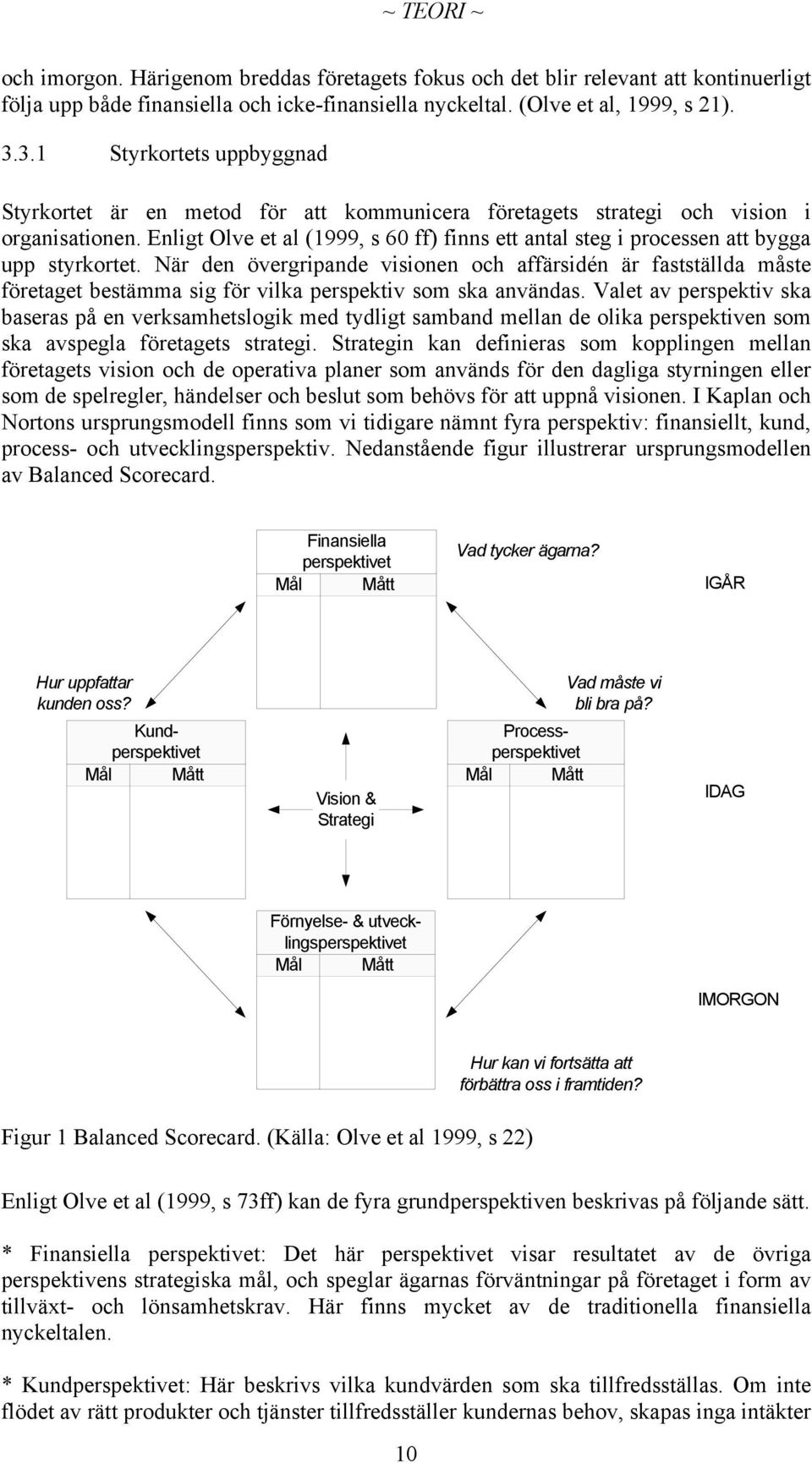 Enligt Olve et al (1999, s 60 ff) finns ett antal steg i processen att bygga upp styrkortet.