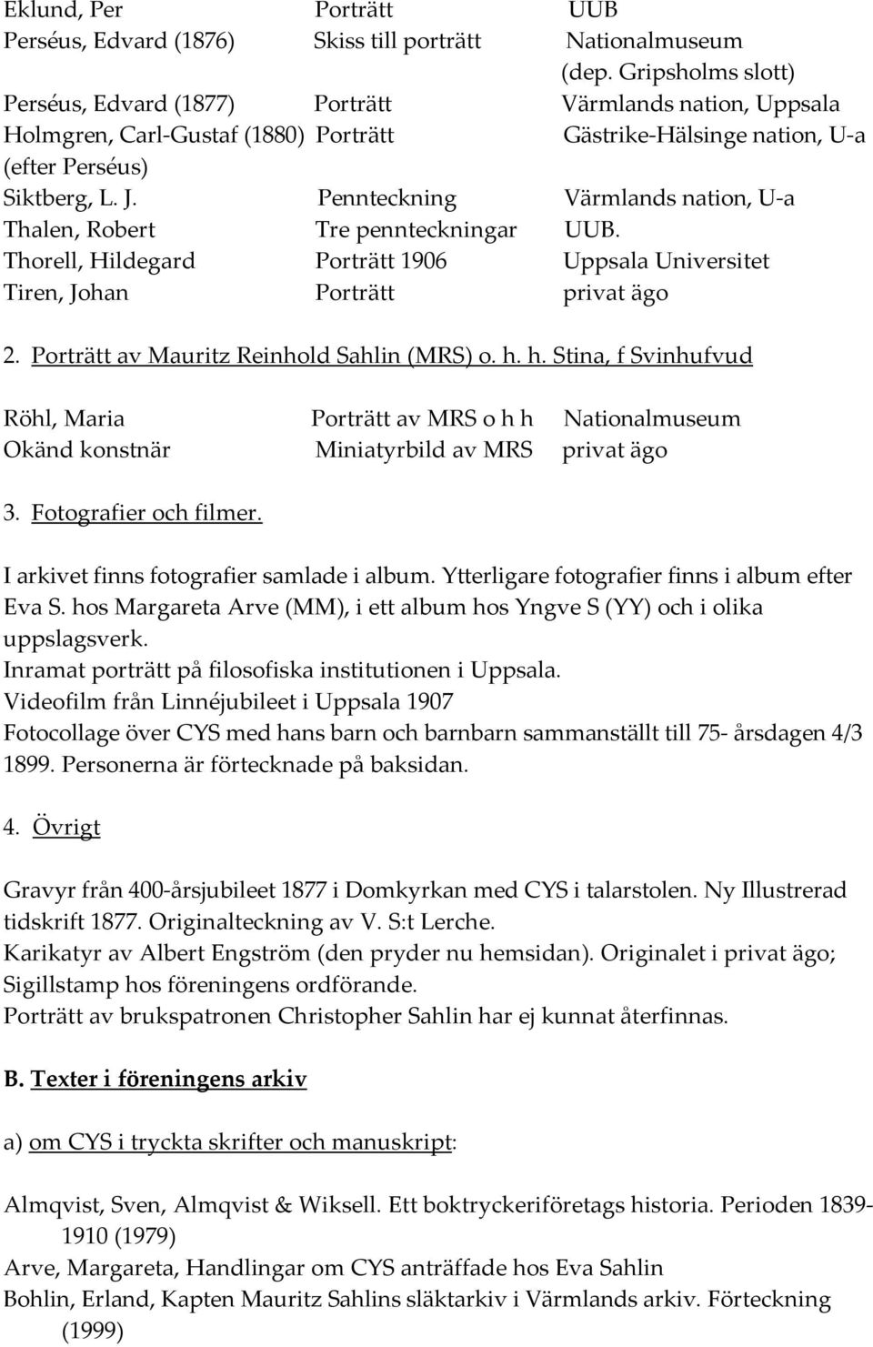 Pennteckning Värmlands nation, U a Thalen, Robert Tre pennteckningar UUB. Thorell, Hildegard Porträtt 1906 Uppsala Universitet Tiren, Johan Porträtt privat ägo 2.