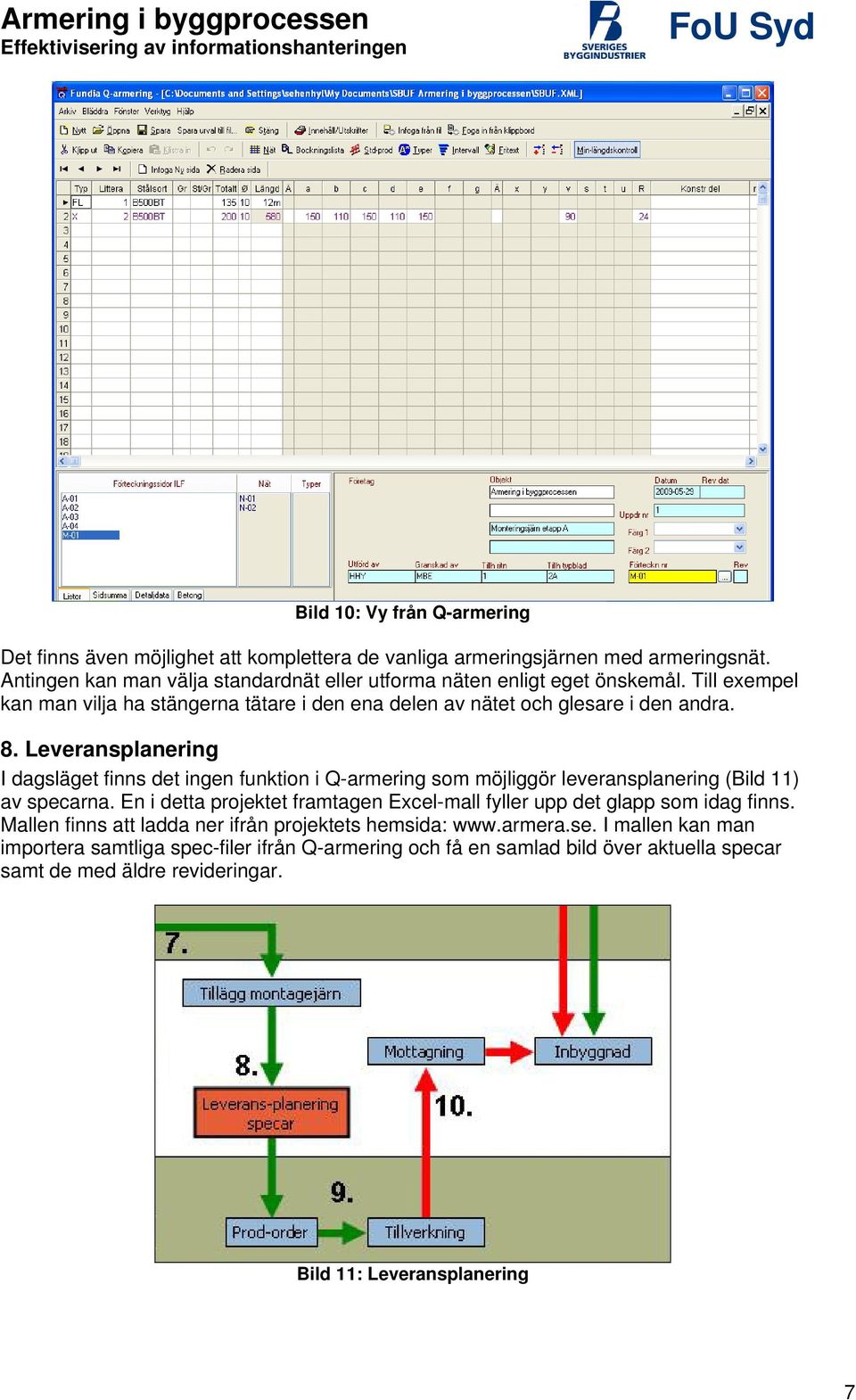 Leveransplanering I dagsläget finns det ingen funktion i Q-armering som möjliggör leveransplanering (Bild 11) av specarna.