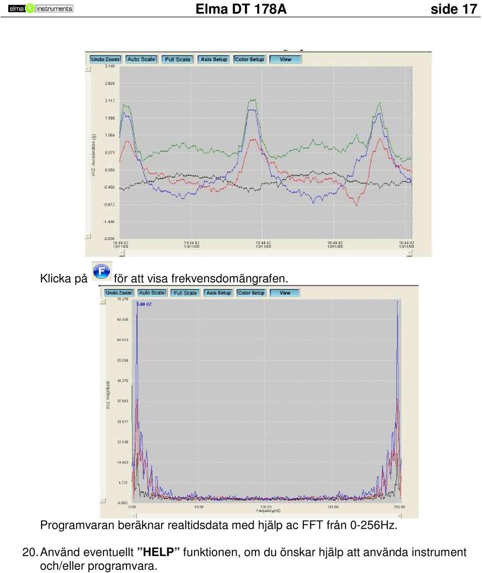 Programvaran beräknar realtidsdata med hjälp ac FFT från