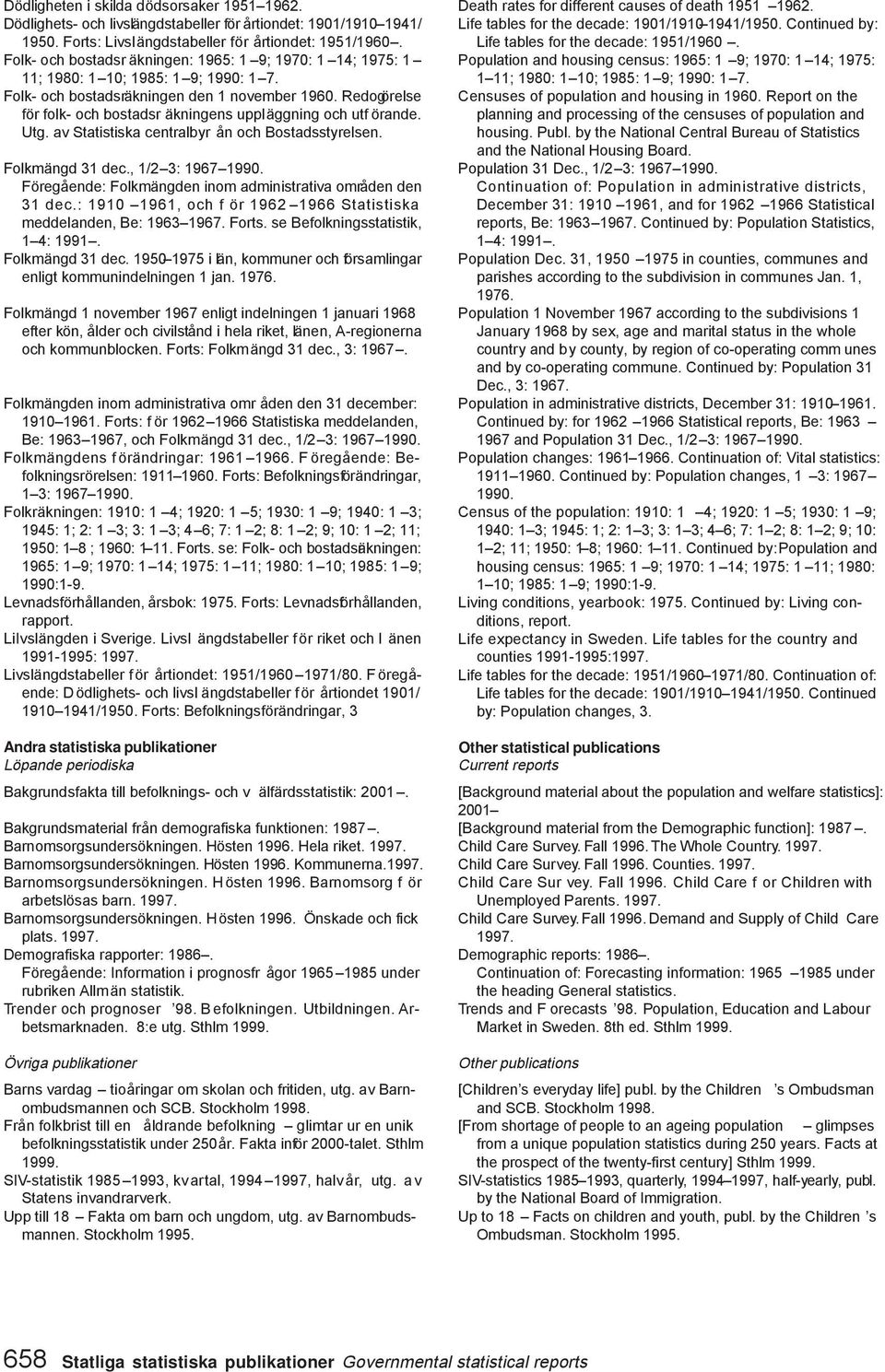 Redogörelse för folk- och bostadsr äkningens uppläggning och utf örande. Utg. av Statistiska centralbyr ån och Bostadsstyrelsen. Folkmängd 31 dec., 1/2 3: 1967 1990.