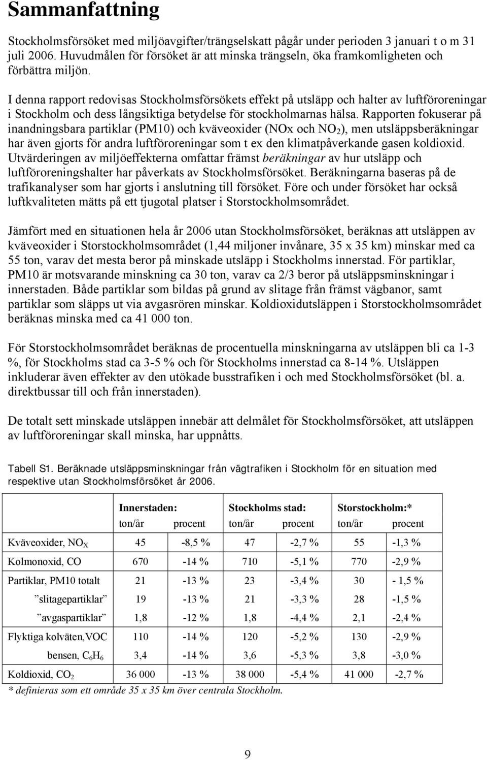 Rapporten fokuserar på inandningsbara partiklar (PM1) och kväveoxider (NOx och NO 2 ), men utsläppsberäkningar har även gjorts för andra luftföroreningar som t ex den klimatpåverkande gasen koldioxid.