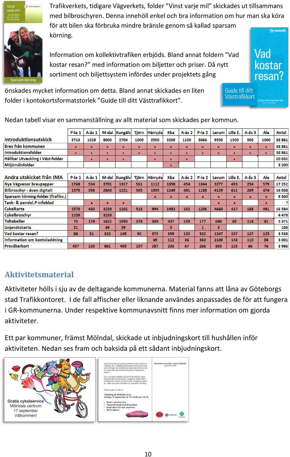 Bland annat foldern Vad kostar resan? med information om biljetter och priser. Då nytt sortiment och biljettsystem infördes under projektets gång önskades mycket information om detta.