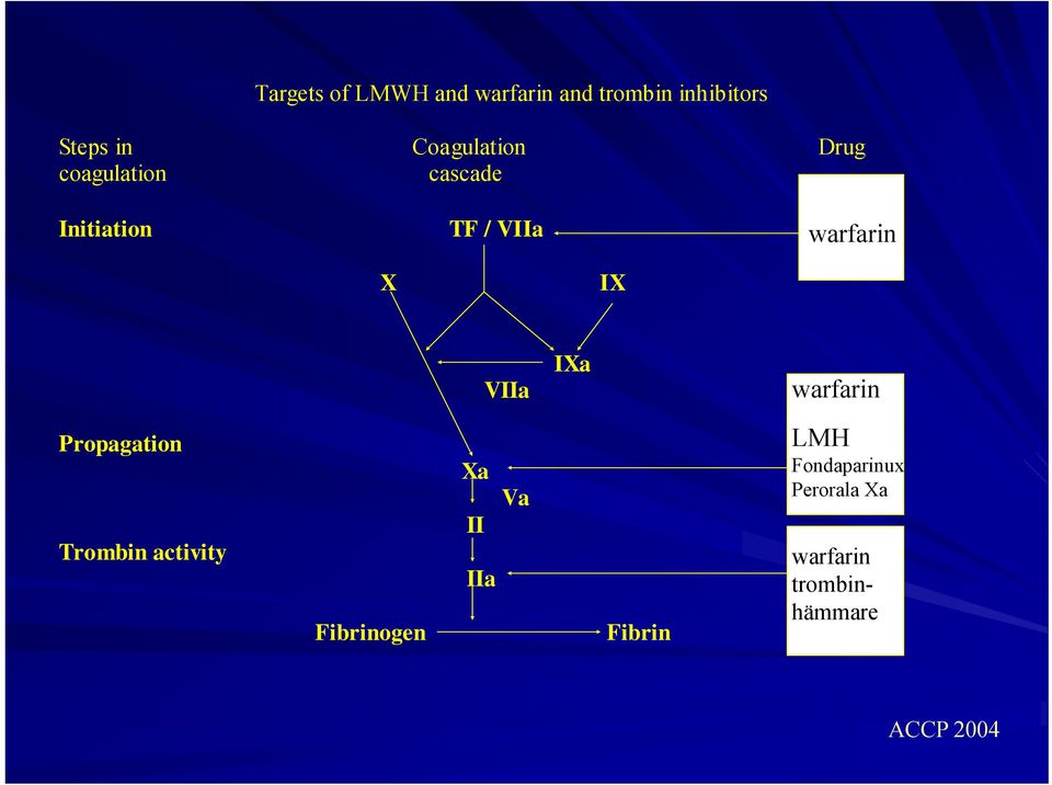 IX VIIa IXa warfarin Propagation Trombin activity Xa Va II IIa