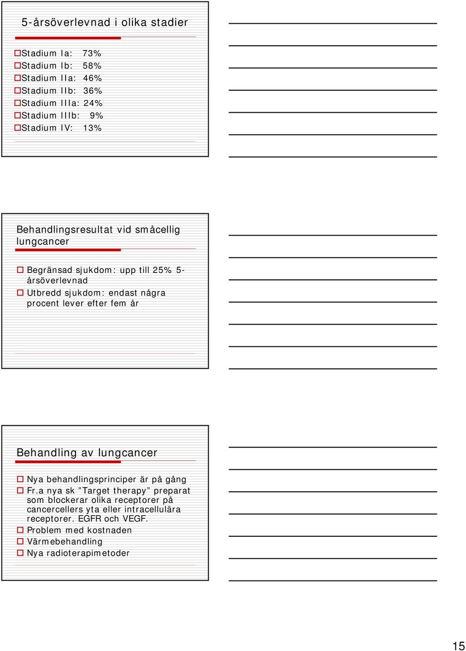 lever efter fem år Behandling av lungcancer Nya behandlingsprinciper är på gång Fr.