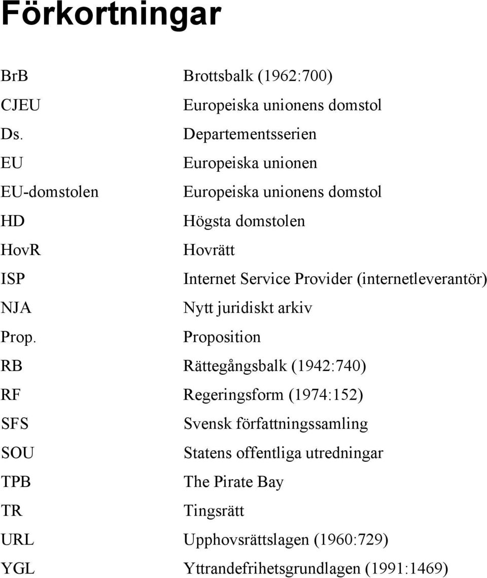 Service Provider (internetleverantör) NJA Nytt juridiskt arkiv Prop.