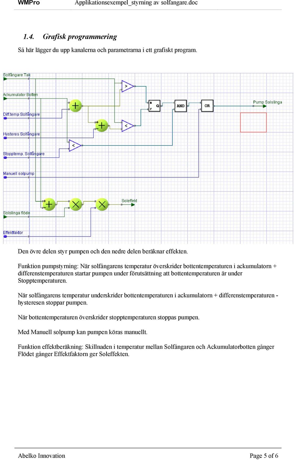 Stopptemperaturen. När solfångarens temperatur underskrider bottentemperaturen i ackumulatorn + differenstemperaturen - hysteresen stoppar pumpen.