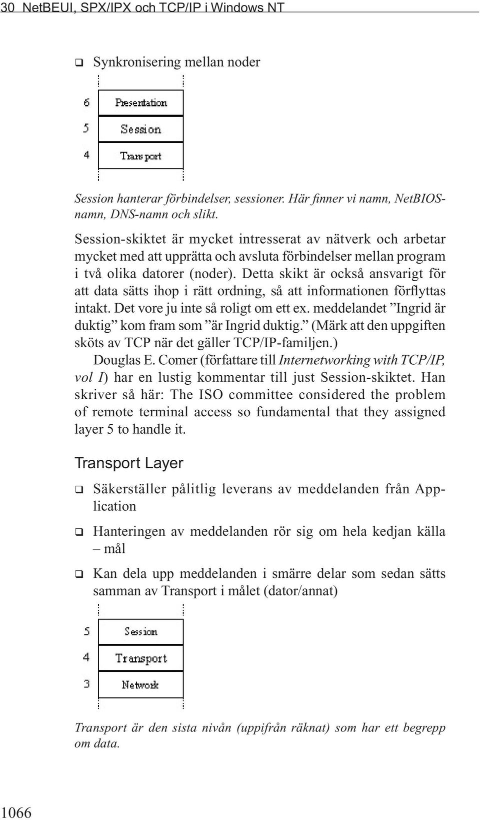 Detta skikt är också ansvarigt för att data sätts ihop i rätt ordning, så att informationen förflyttas intakt. Det vore ju inte så roligt om ett ex.