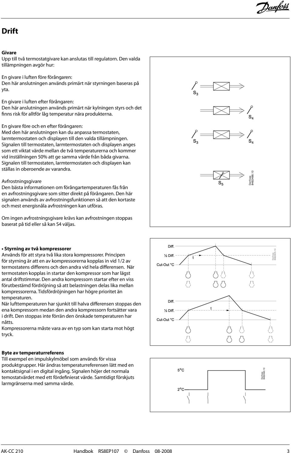 En givare i luften efter förångaren: Den här anslutningen används primärt när kylningen styrs och det finns risk för alltför låg temperatur nära produkterna.