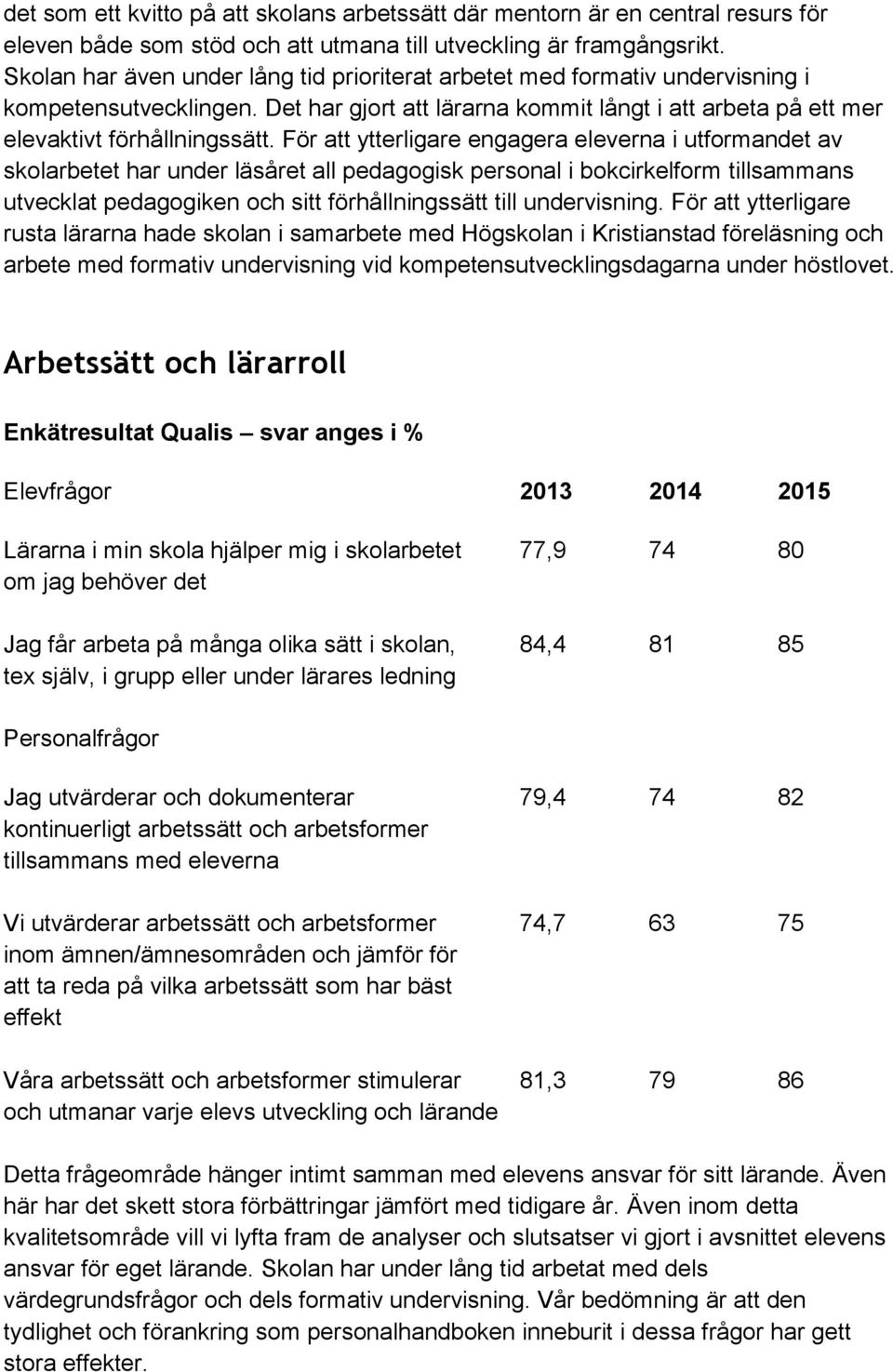 För att ytterligare engagera eleverna i utformandet av skolarbetet har under läsåret all pedagogisk personal i bokcirkelform tillsammans utvecklat pedagogiken och sitt förhållningssätt till