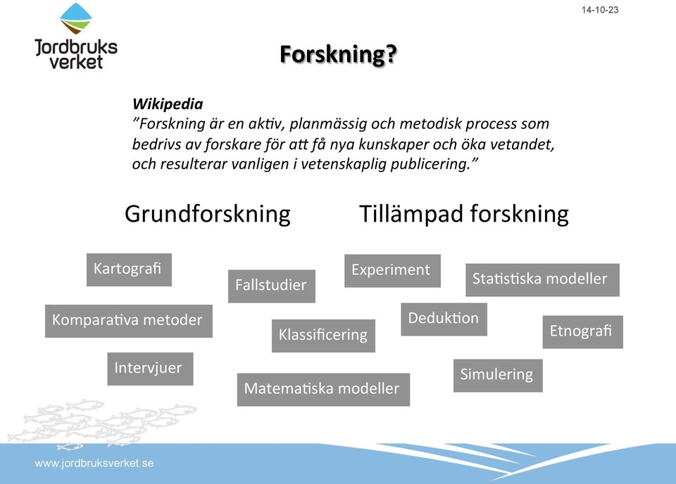 vetandet, och resulterar vanligen i vetenskaplig publicering.