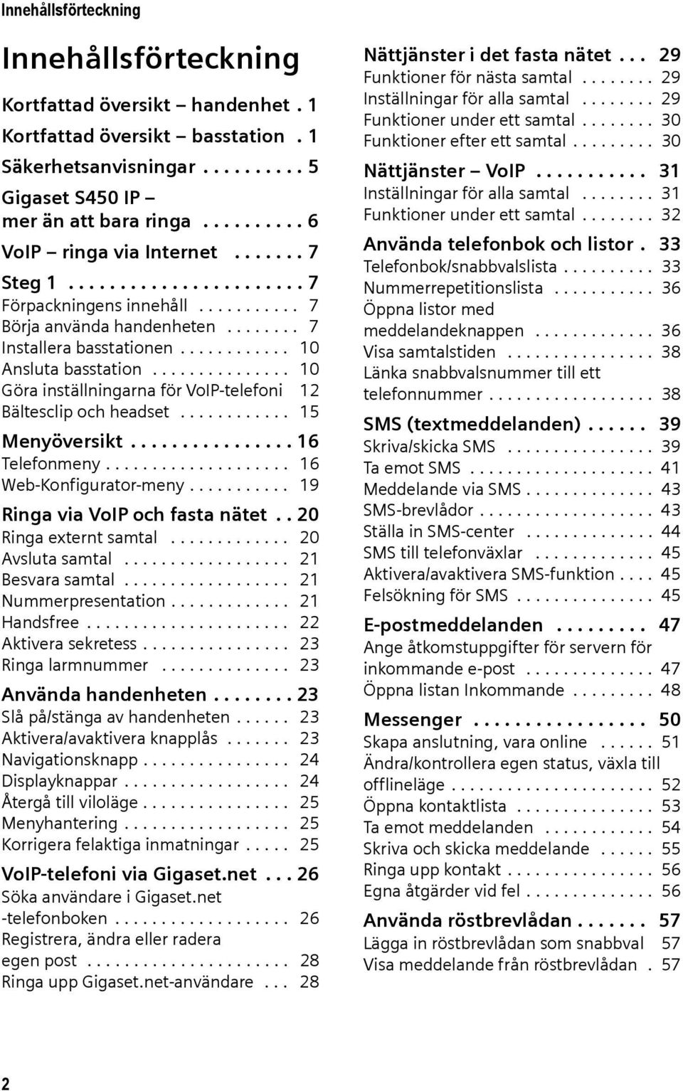 .............. 10 Göra inställningarna för VoIP-telefoni 12 Bältesclip och headset............ 15 Menyöversikt................ 16 Telefonmeny.................... 16 Web-Konfigurator-meny.