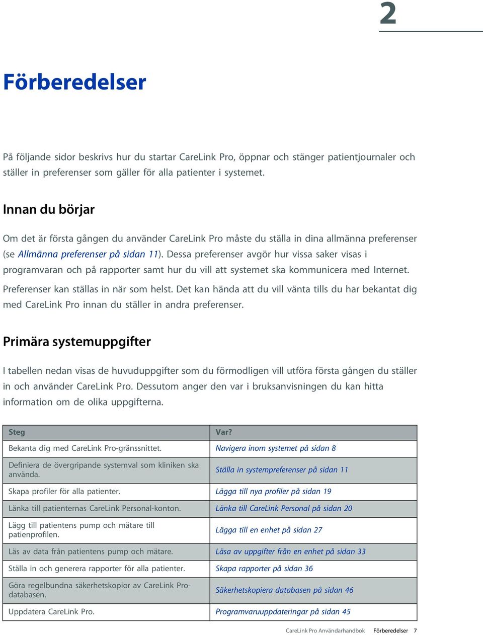 Dessa preferenser avgör hur vissa saker visas i programvaran och på rapporter samt hur du vill att systemet ska kommunicera med Internet. Preferenser kan ställas in när som helst.