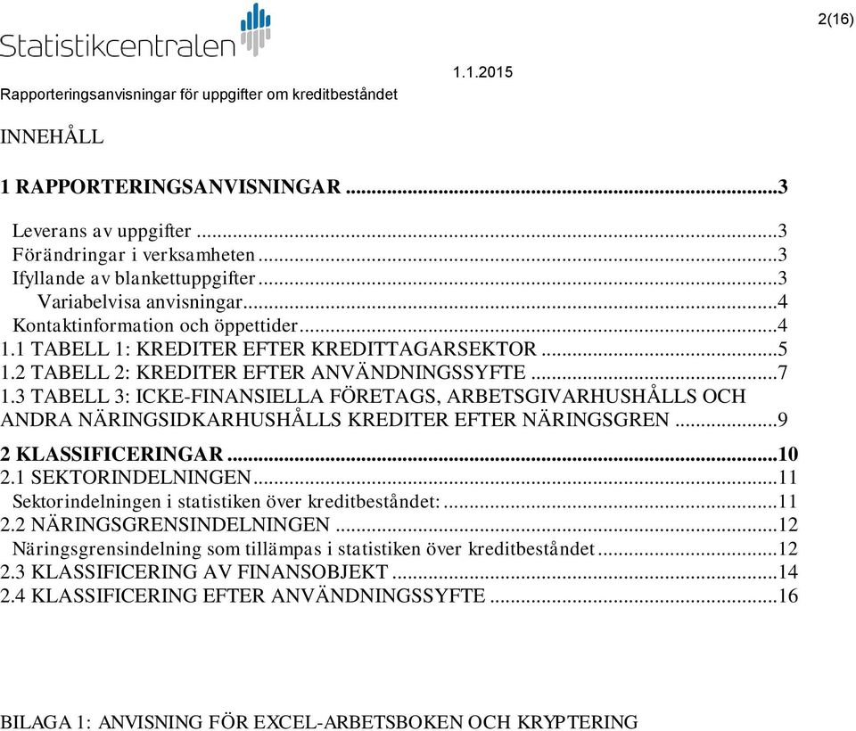 3 TABELL 3: ICKE-FINANSIELLA FÖRETAGS, ARBETSGIVARHUSHÅLLS OCH ANDRA NÄRINGSIDKARHUSHÅLLS KREDITER EFTER NÄRINGSGREN... 9 2 KLASSIFICERINGAR... 10 2.1 SEKTORINDELNINGEN.