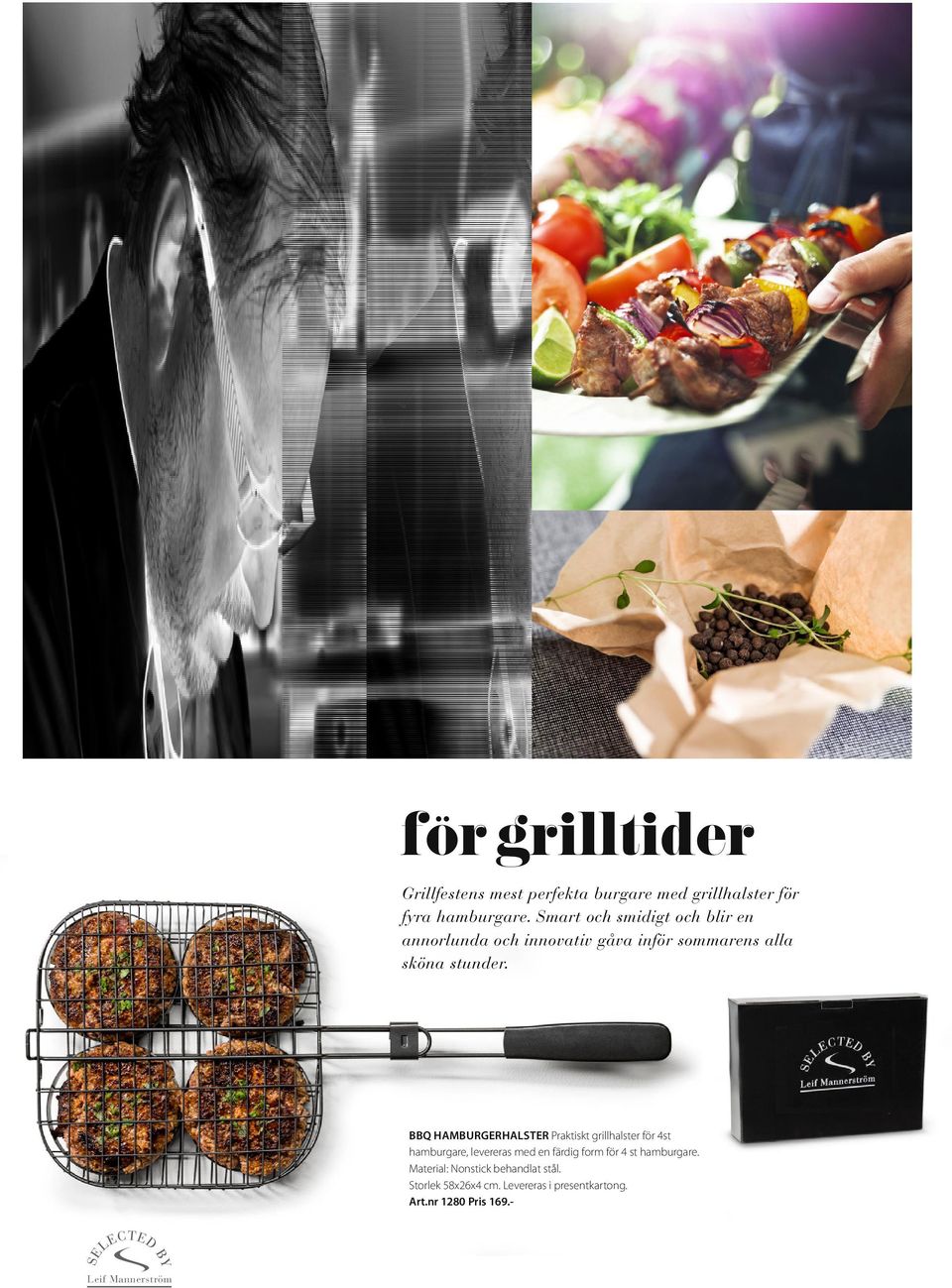 BBQ hamburgerhalster Praktiskt grillhalster för 4st hamburgare, levereras med en färdig form för 4