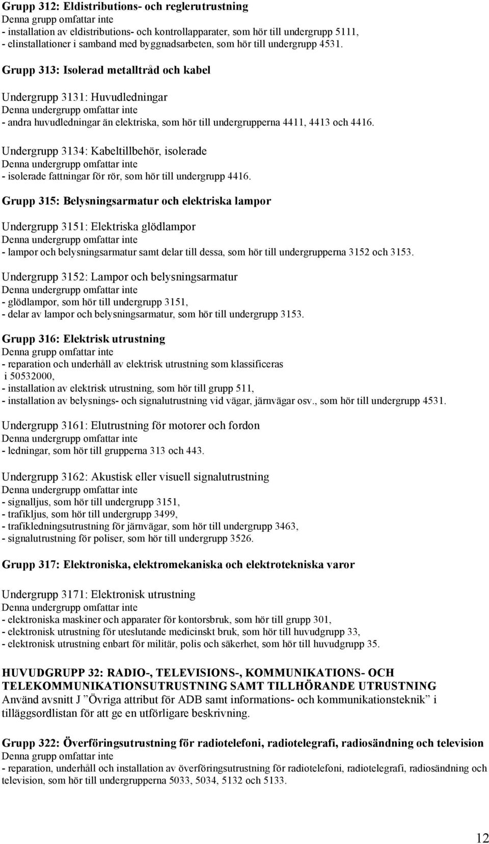 Undergrupp 3134: Kabeltillbehör, isolerade - isolerade fattningar för rör, som hör till undergrupp 4416.